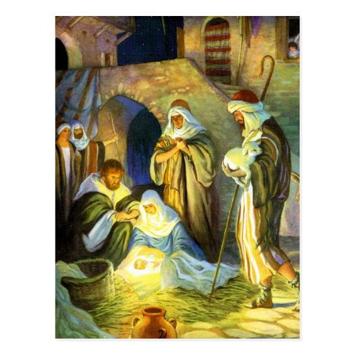Manger Jesus Postcard Christmas