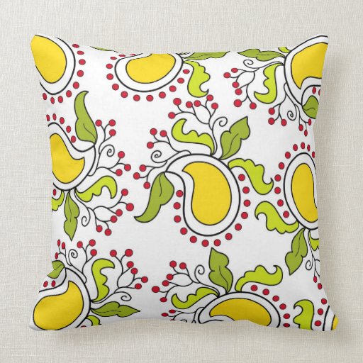 Mango and leaves paisley pattern pillow