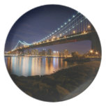 Manhattan Bridge at Night Dinner Plate