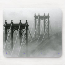 Manhattan Bridge Morning Fog mousepads by Tallasianx Manhattan Bridge Morning Fog mousepads