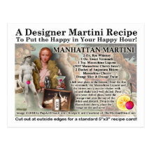 Manhattan Martini Recipe Postcard