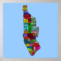 Manhattan Neighborhoods Map Posters