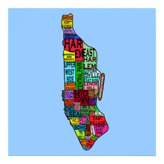 Manhattan Neighborhoods Map Posters