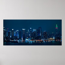 Manhattan Night Panorama Poster