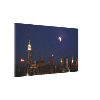 Manhattan Night Skyline Impressionist Canvas wrappedcanvas