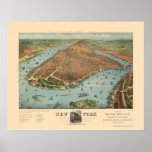 Manhattan, NY Panoramic Map - 1879 Posters