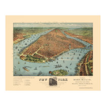 Manhattan, NY Panoramic Map - 1879 Posters