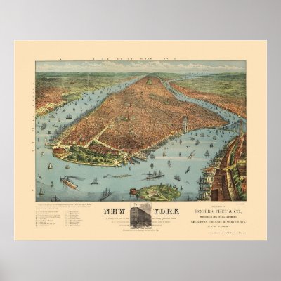 Manhattan, NY Panoramic Map - 1879 Posters