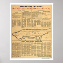 Manhattan Railway Railroad Map 1881 Print