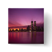 Manhattan Skyline and Hudson River, New York, Pinback Buttons