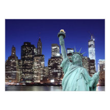Manhattan Skyline and The Statue of Liberty Custom Invitations