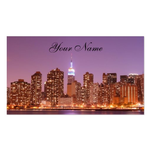 Manhattan Skyline at Night, New York City Business Cards (back side)