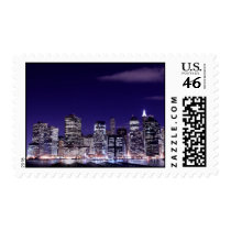 Manhattan Skyline At Night, New York City Stamp