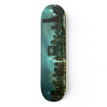 Manhattan Skyline at Night Skate Deck