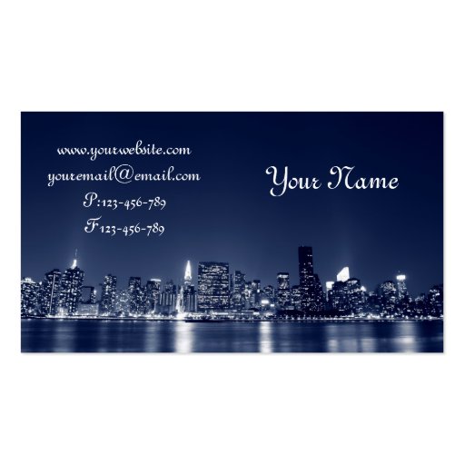 Manhattan Skyline, New York City Business Card Template (front side)