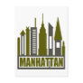 Manhattan Skyline With Cutouts, Gray & Green Post Cards