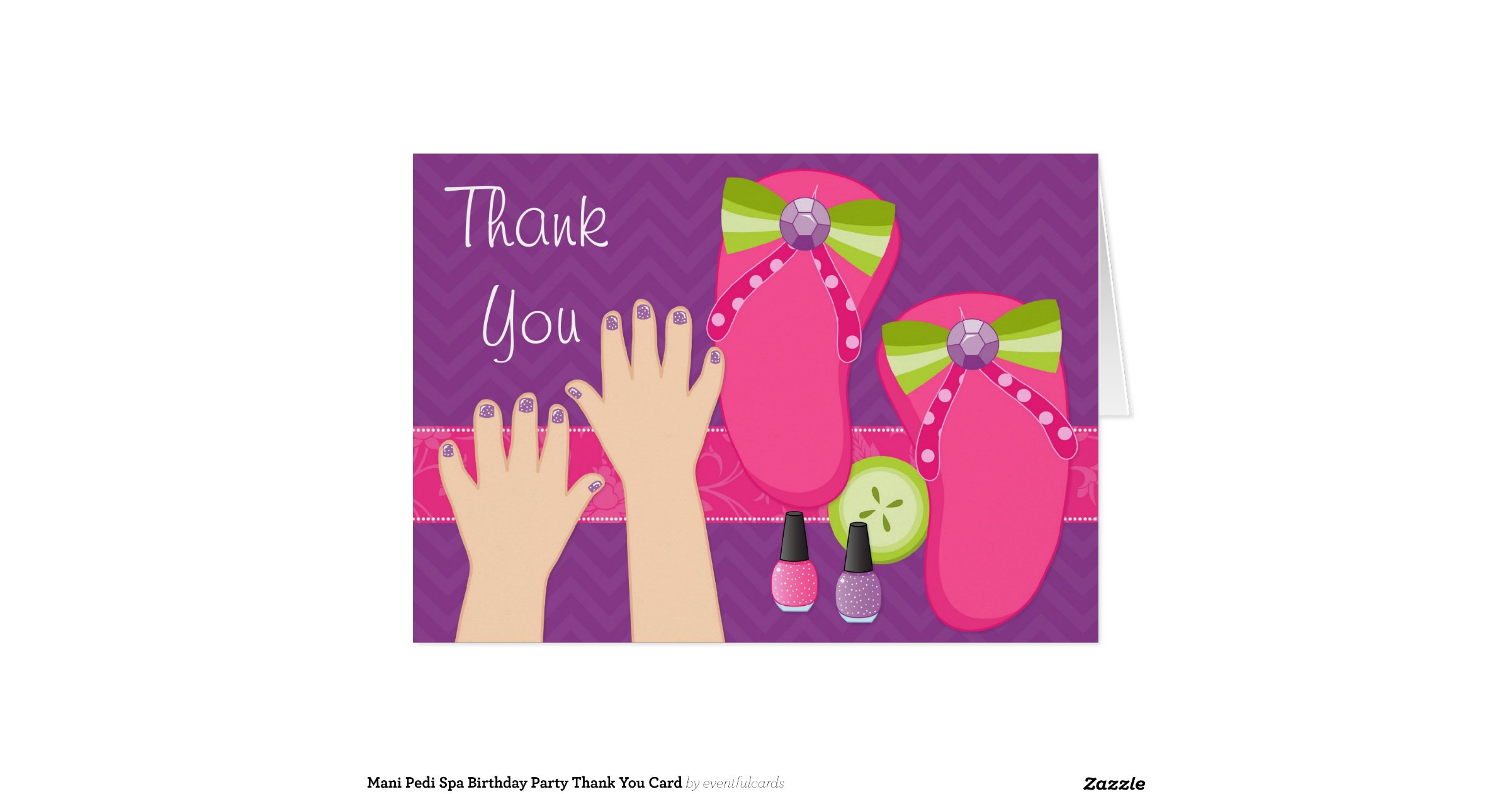 Mani pedi spa birthday party thank you card 