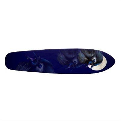 Manic Raven with Moon skateboard by Lotacats