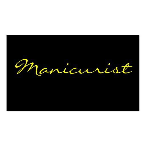 Manicurist In Black & Yellow Business Card Template (back side)