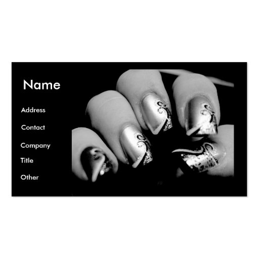 Manicurist Nails In Black & White Business Card (front side)