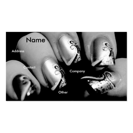 Manicurist Nails In Black & White I Business Card (front side)