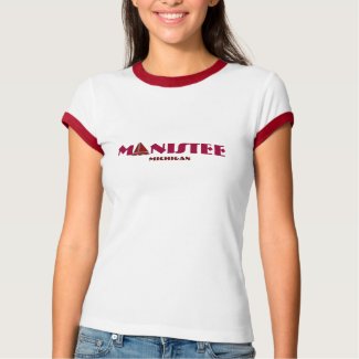 Manistee, Michigan - with red Sailboat Icon shirt