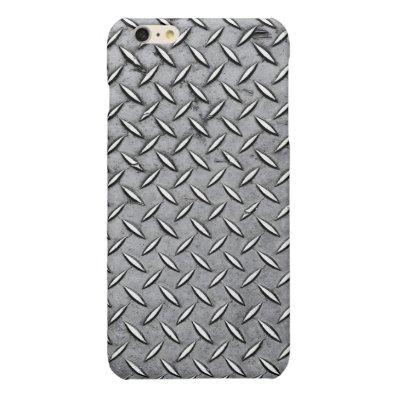 Manly Diamond Cut Metal - Cool Metallic Plate Look Glossy iPhone 6 Plus Case
