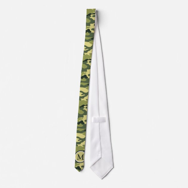 Manly Green Camouflage Camo Military Monogram Tie-2