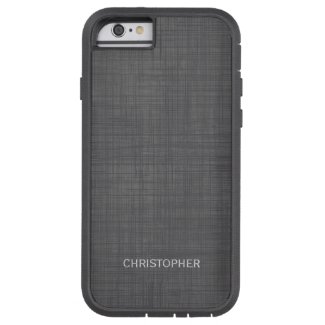 Manly Linen Look with Gray Personalized Name Tough Xtreme iPhone 6 Case