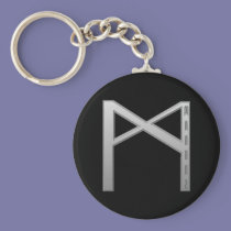 Mannaz Rune grey keychains