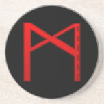 Mannaz Rune red Coaster