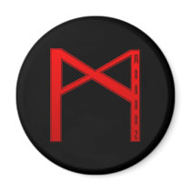 Mannaz Rune red Refrigerator Magnets