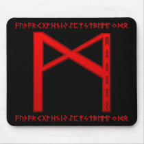 Mannaz Rune red Mousepad