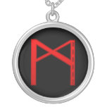 Mannaz Rune red Personalized Necklace
