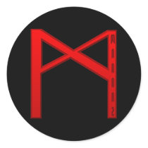 Mannaz Rune red Sticker