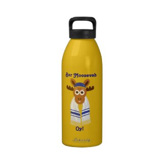 Manny The Moose Head_Bar Moosevah Oy!_personalized Water Bottle