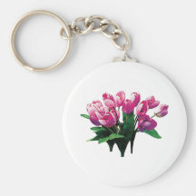 Manojo de tulipanes rosados llavero