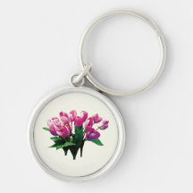 Manojo de tulipanes rosados llaveros