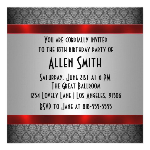 Man's 18th Birthday Invitation