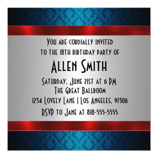 Man's 18th Birthday Invitation