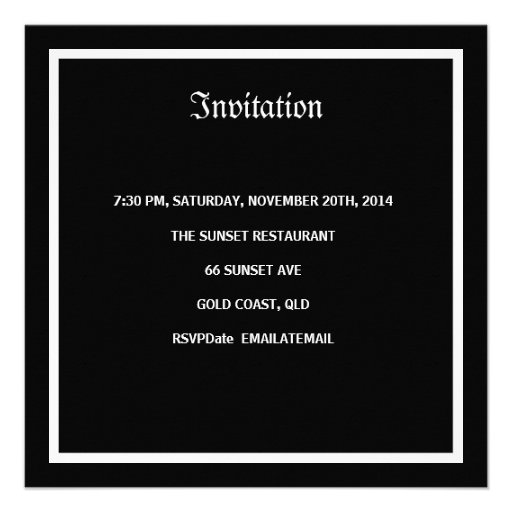 Mans 30th Birthday Party Black Silver Drinks Custom Invites