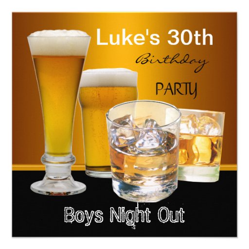 Mans 30th Birthday Party Drinks Beer Boys Night 5 25 Square Invitation