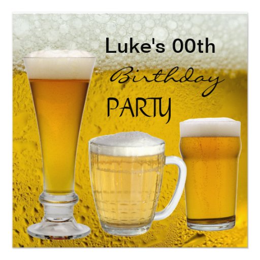 Mans Any Age Birthday Party Drinks Beer Invite