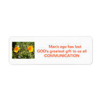 Man's Ego Haiku With Poppy Flowers Label labels
