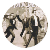 Man's Enemy, 'Coward' Vintage Theater Round Stickers