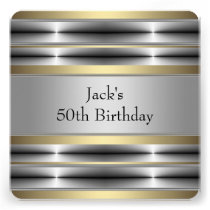 Mans Gold 50th Birthday Party invitations