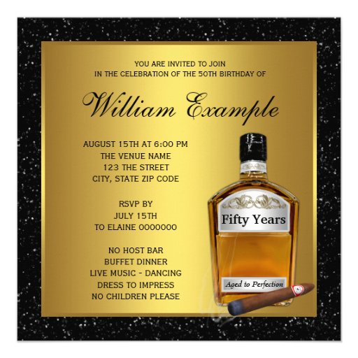 Mans Gold Aged To Perfection Birthday Party Invite