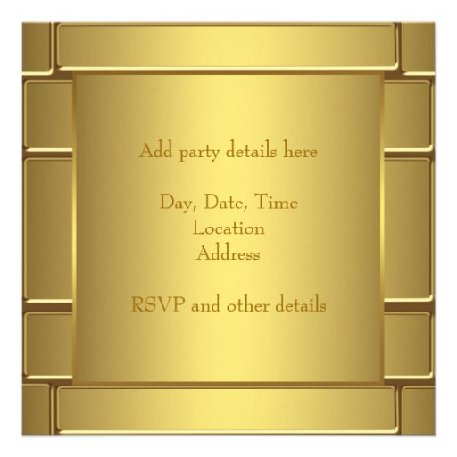 Mans Pure Gold Mans 50th Birthday Party Custom Invitations