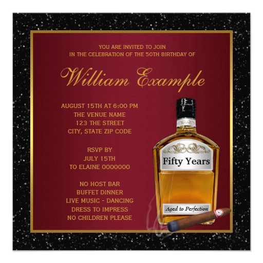 Mans Whiskey Aged To Perfection Birthday Party Announcement