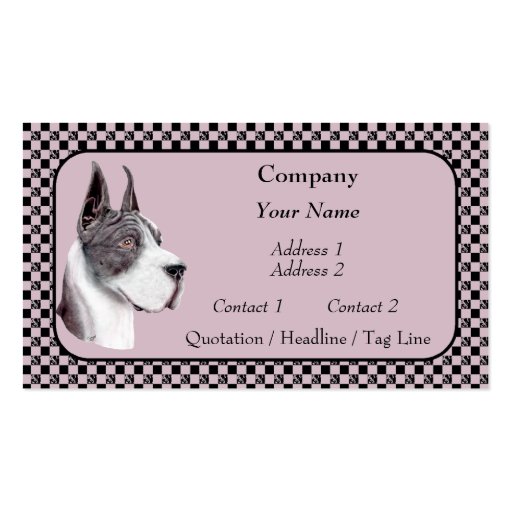 Mantle Great Dane Show Colors Business Cards (front side)